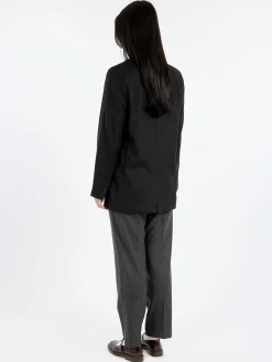 Pomandere - Single-Breasted Jacket in Black Wool-Blend Flannel