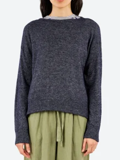 Pomandere - Striped Crewneck in Night Blue