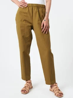 Pomandere - Trousers with Elastic Waist in Gold Khaki