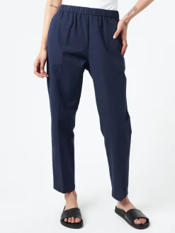Pomandere - Trousers with Elastic Waist in Navy