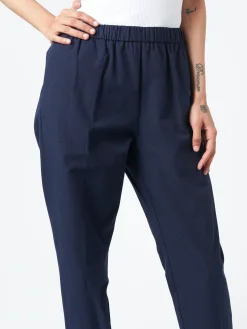 Pomandere - Trousers with Elastic Waist in Navy