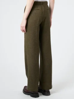 Pomandere - Wide Leg Trousers in Forest Herringbone