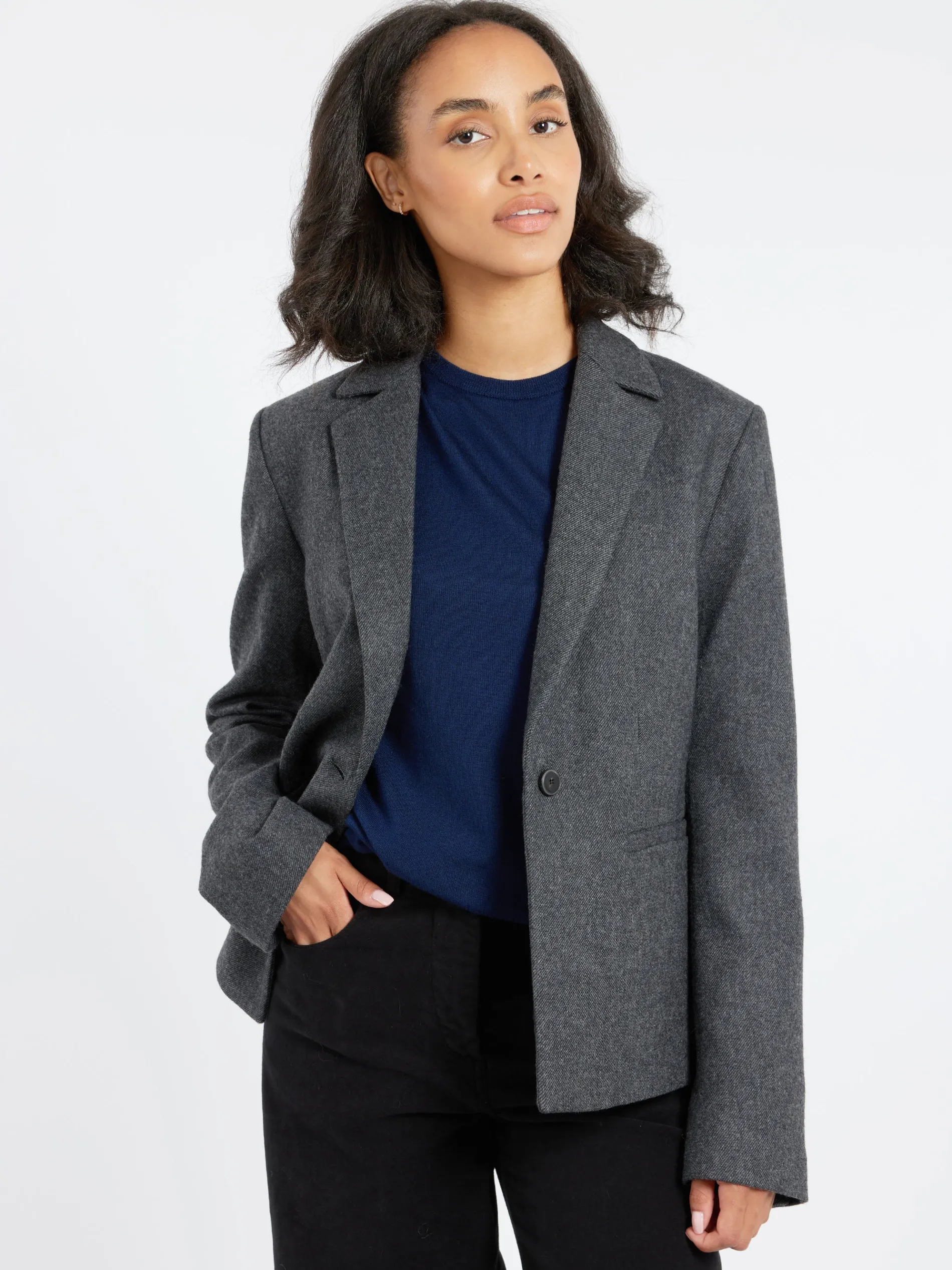 Pomandere - Wool-Blend Flannel Jacket in Anthracite