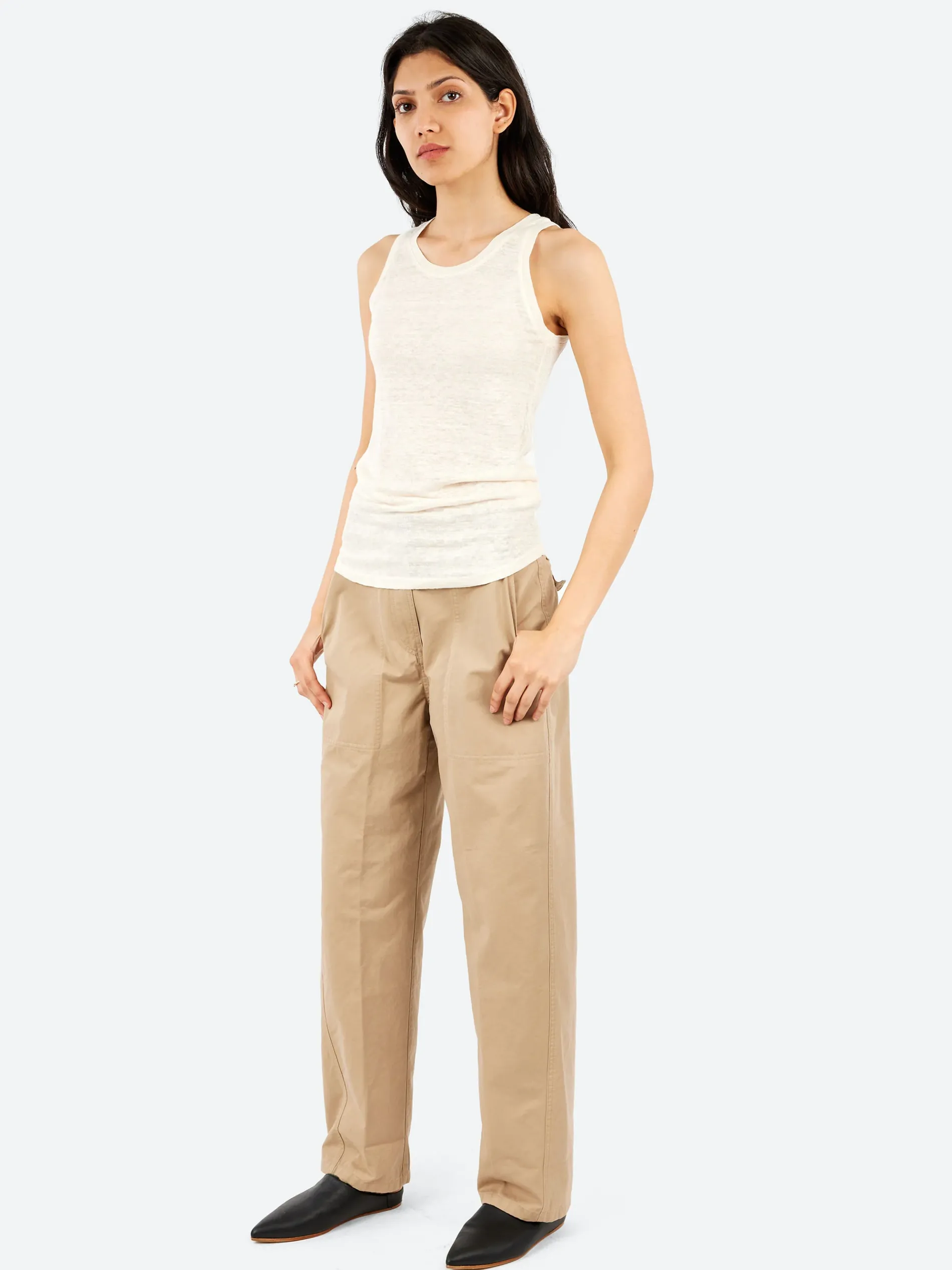 Pomandère - Linen Jersey Tank Top in Butter