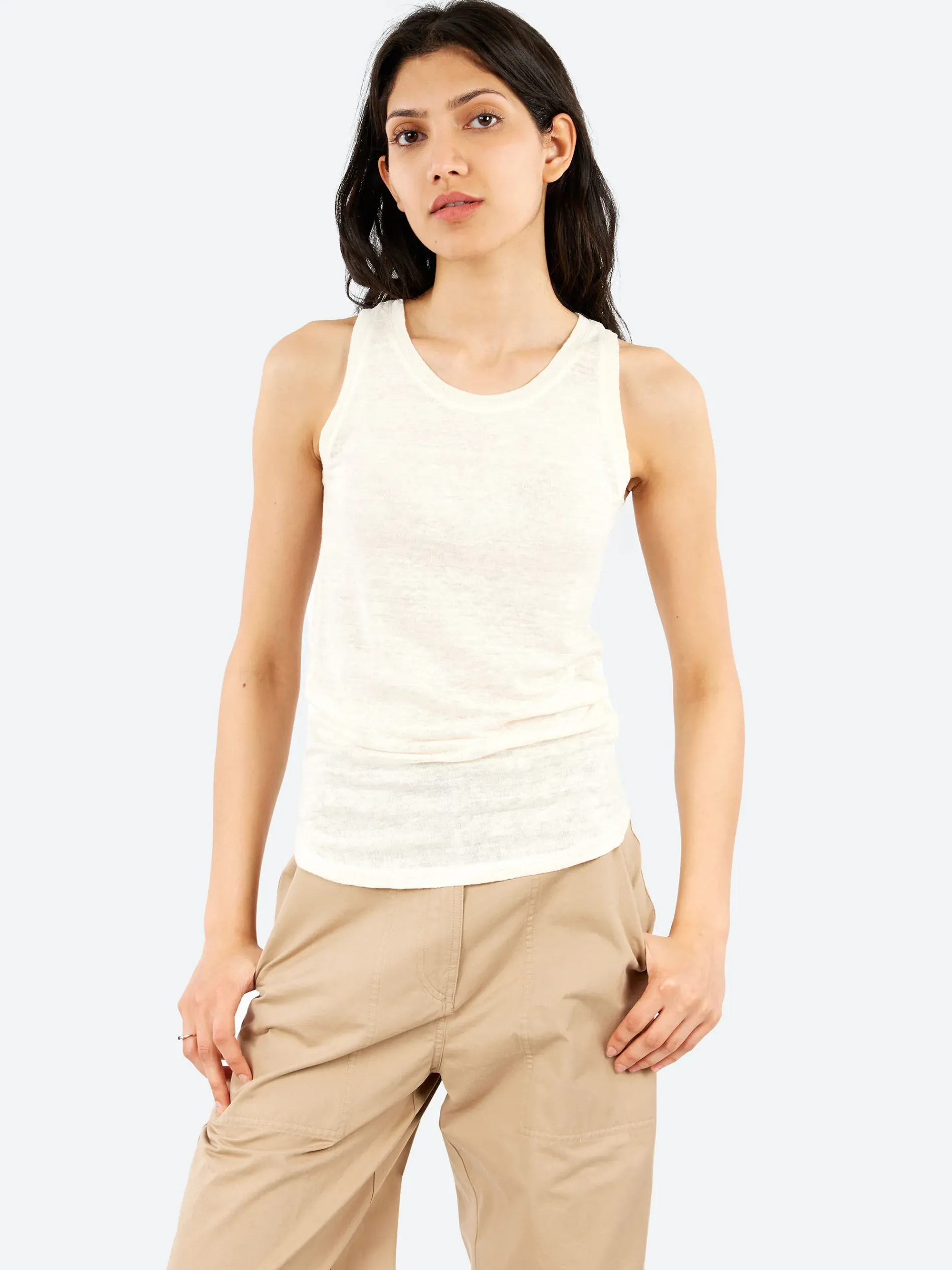 Pomandère - Linen Jersey Tank Top in Butter