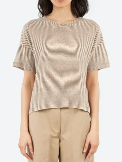 Pomandère - Striped Jersey T-Shirt in Hazelnut