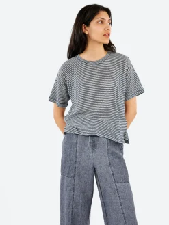 Pomandère - Striped Jersey T-Shirt in Indaco