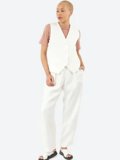 Sarahwear - Shirring Embroidery Poplin Vest in White
