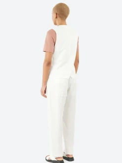 Sarahwear - Shirring Embroidery Poplin Vest in White