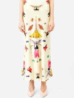 Silk Laundry - Long Bias Cut Skirt in Insects