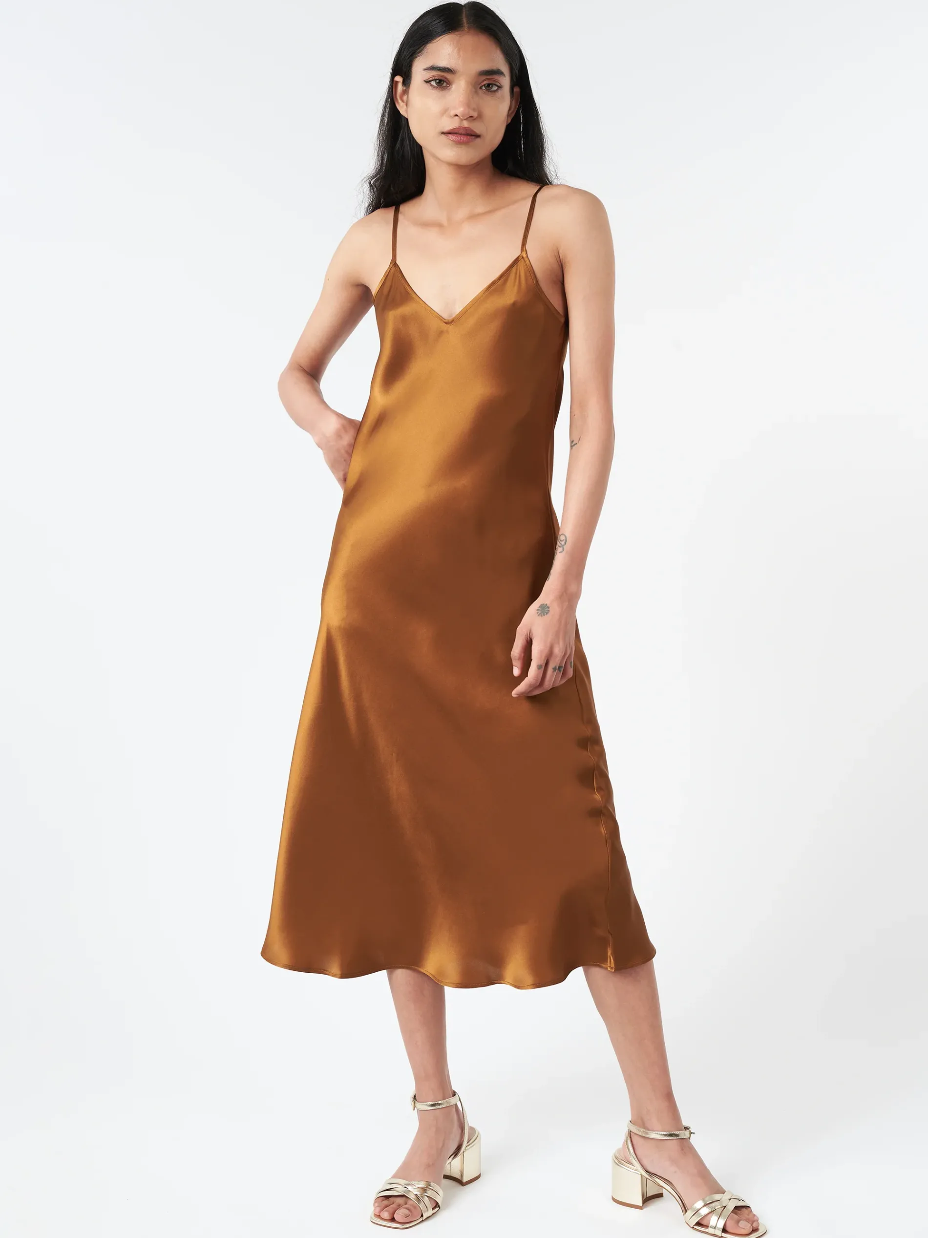 SILK LAUNDRY - 90s Slip Dress in Vandyke Brown