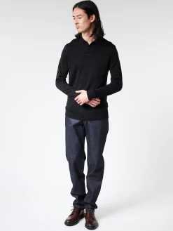 Sunspel - Extra-Fine Merino Polo Shirt in Black