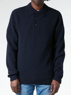 Sunspel - Lambswool Polo Shirt in Dark Navy