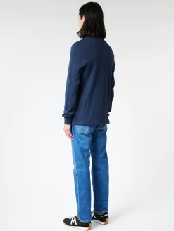 Sunspel - Long Sleeve Waffle T-Shirt in Navy