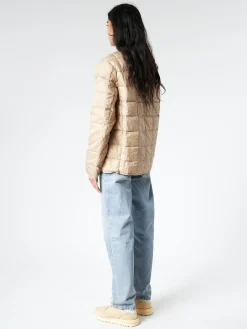 TAION - Crew Neck Button Down Jacket in Soft Beige