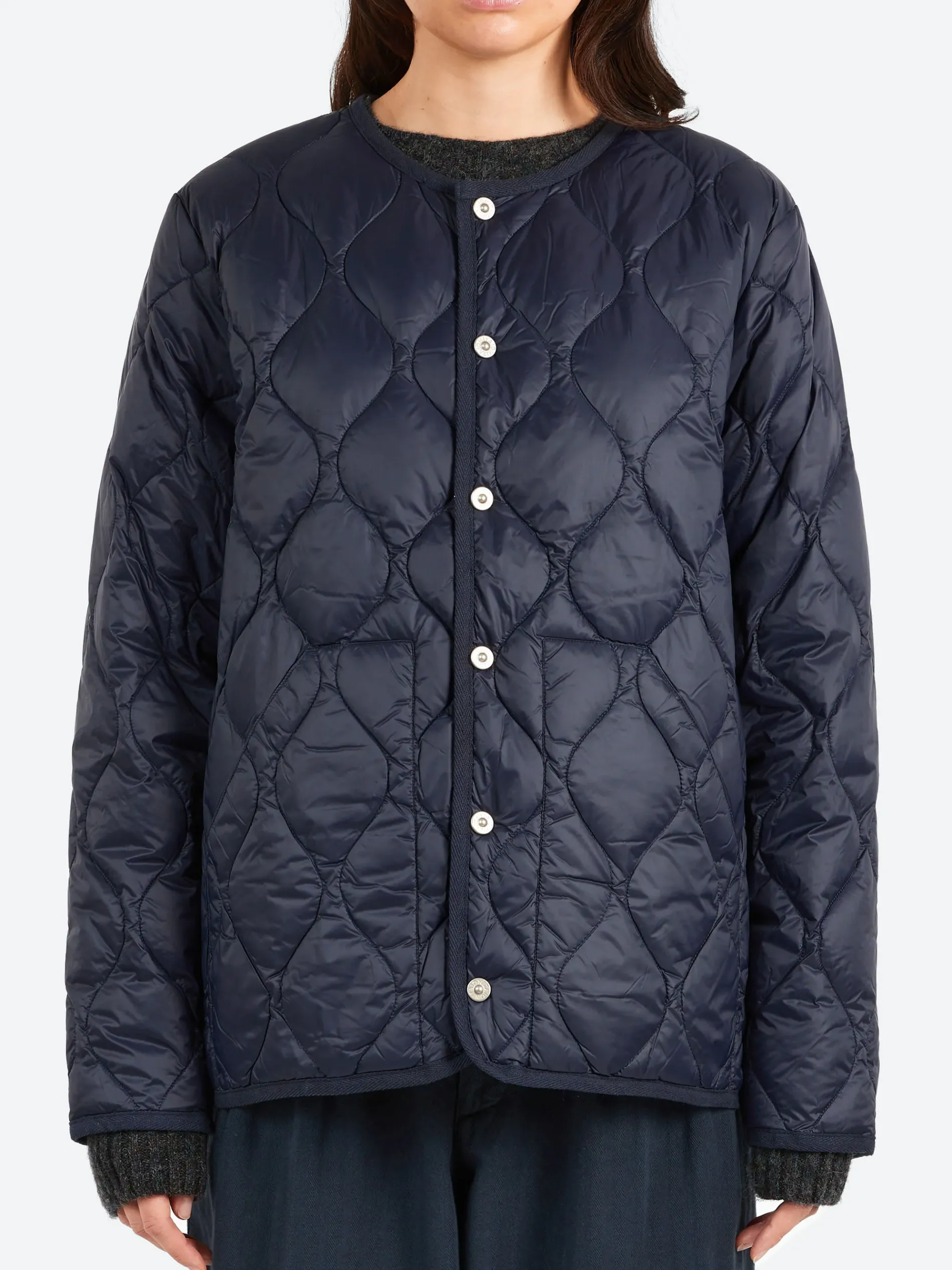 TAION - Military Crew Down Jacket in Dark Navy