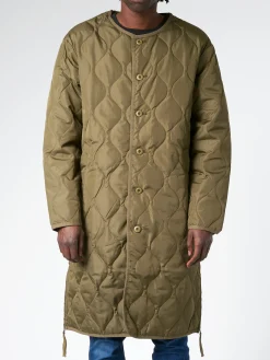 TAION - Military Crew Long Coat in Dark Olive