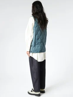 TAION - Military Crew Neck Down Vest in Dark Green