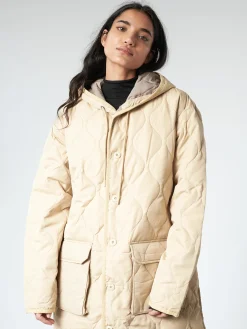 TAION - Military Hood Long Down Coat in Cream