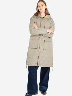 TAION - Military Hood Long Down Coat in Light Mocha