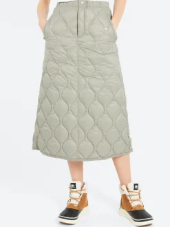 TAION - Military Snap Button Down Skirt in Dark Sage