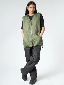 TAION - Military V-Neck Zip Down Vest in Olive