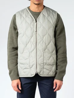 TAION - Military V-Neck Zip Down Vest in Dark Sage Green