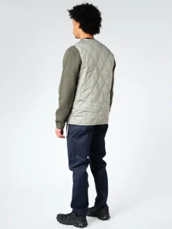 TAION - Military V-Neck Zip Down Vest in Dark Sage Green