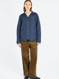 Taion - Military Zip V-Neck Down Jacket in Dark Navy