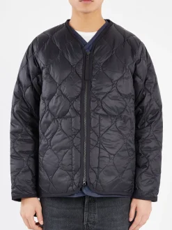 TAION - Military Zip V-Neck Down Jacket in Black