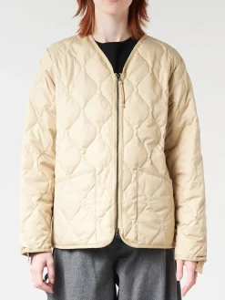 Taion - Military Zip V-Neck Down Jacket in Cream