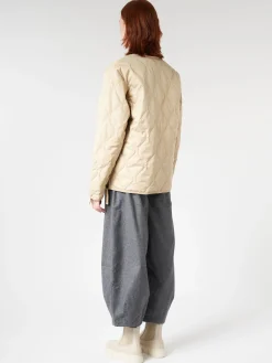 Taion - Military Zip V-Neck Down Jacket in Cream