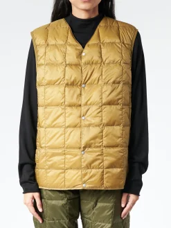 TAION - V-Neck Button Down Vest in Beige