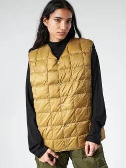 TAION - V-Neck Button Down Vest in Beige