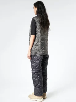 TAION - V-Neck Button Down Vest in Dark Charcoal