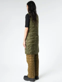 TAION - V-Neck Long Down Vest in Dark Olive