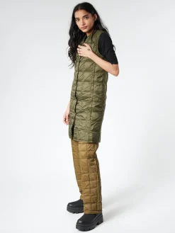 TAION - V-Neck Long Down Vest in Dark Olive