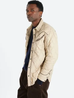 TAION - Western Piping Down Shirt in Beige/Chocolate