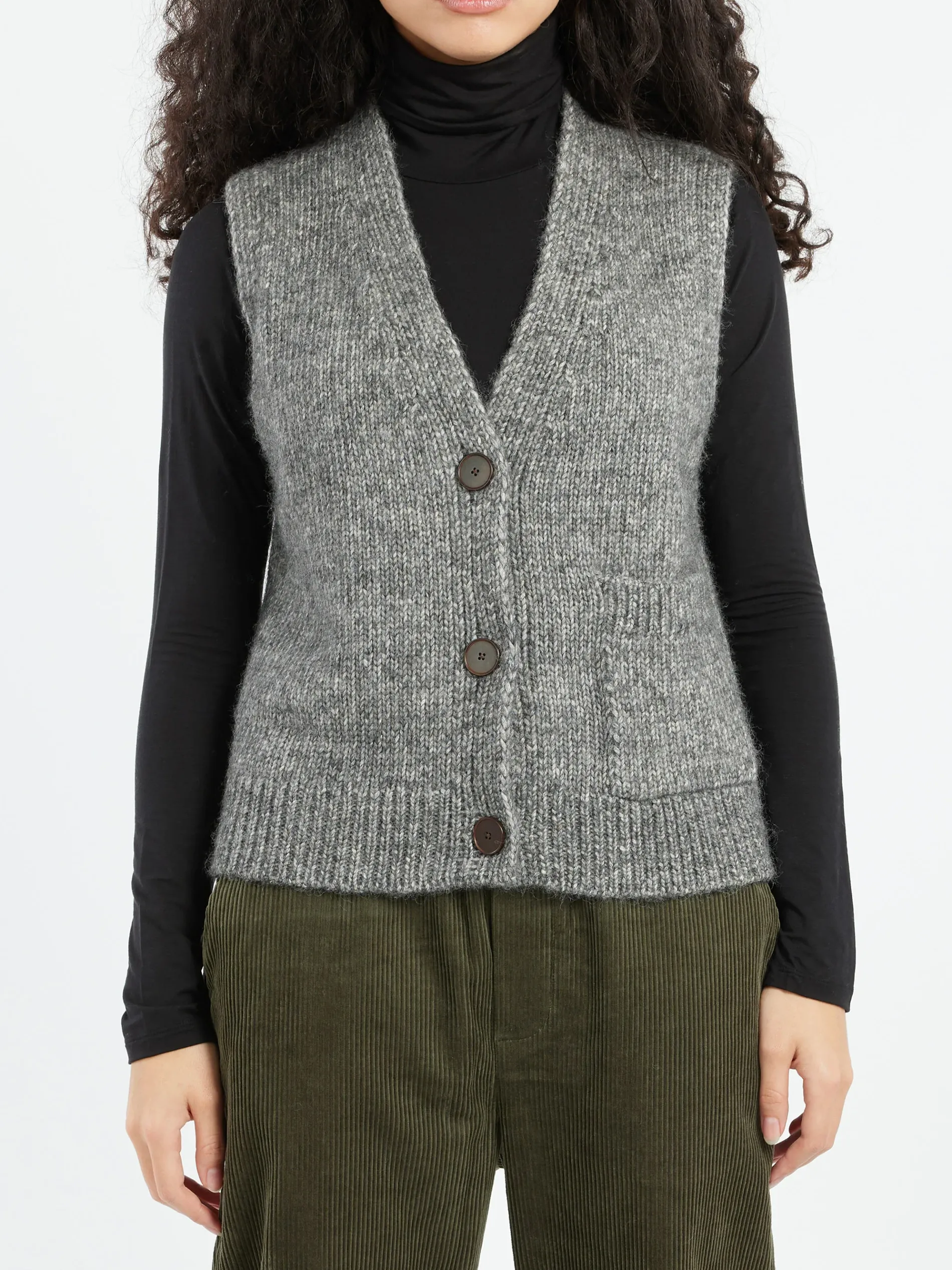 TOAST - Button Through Tank in Grey Melange