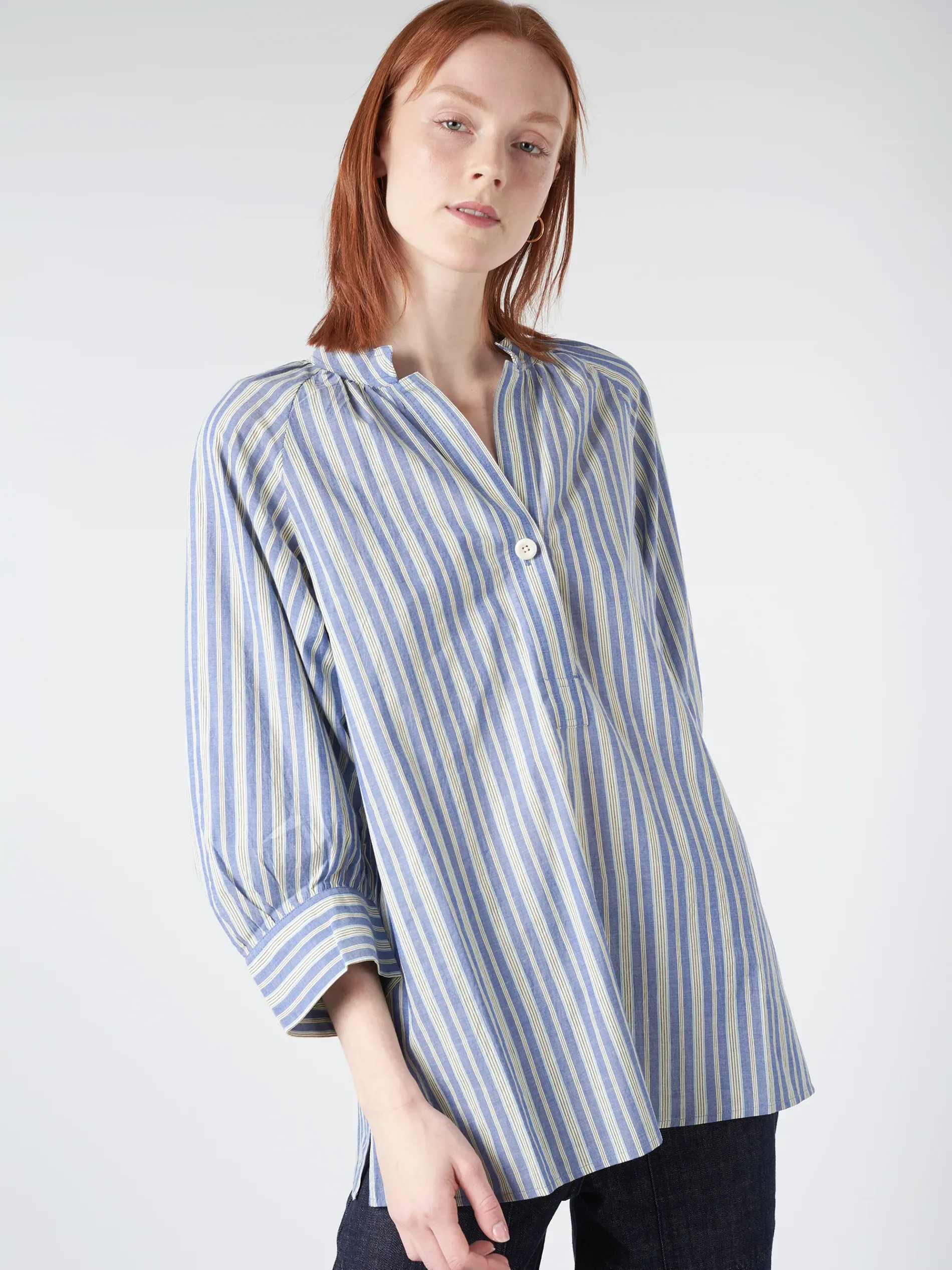 TOAST - Catrin Stripe Raglan Shirt in Myrtle