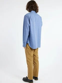 TOAST - Chambray Cotton Linen Shirt in Dusty Navy