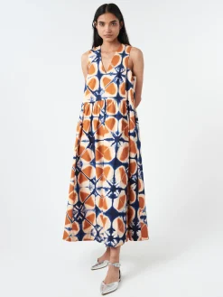 TOAST - Clamp Dyed Poplin Dress in Russet Orange