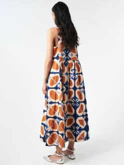 TOAST - Clamp Dyed Poplin Dress in Russet Orange