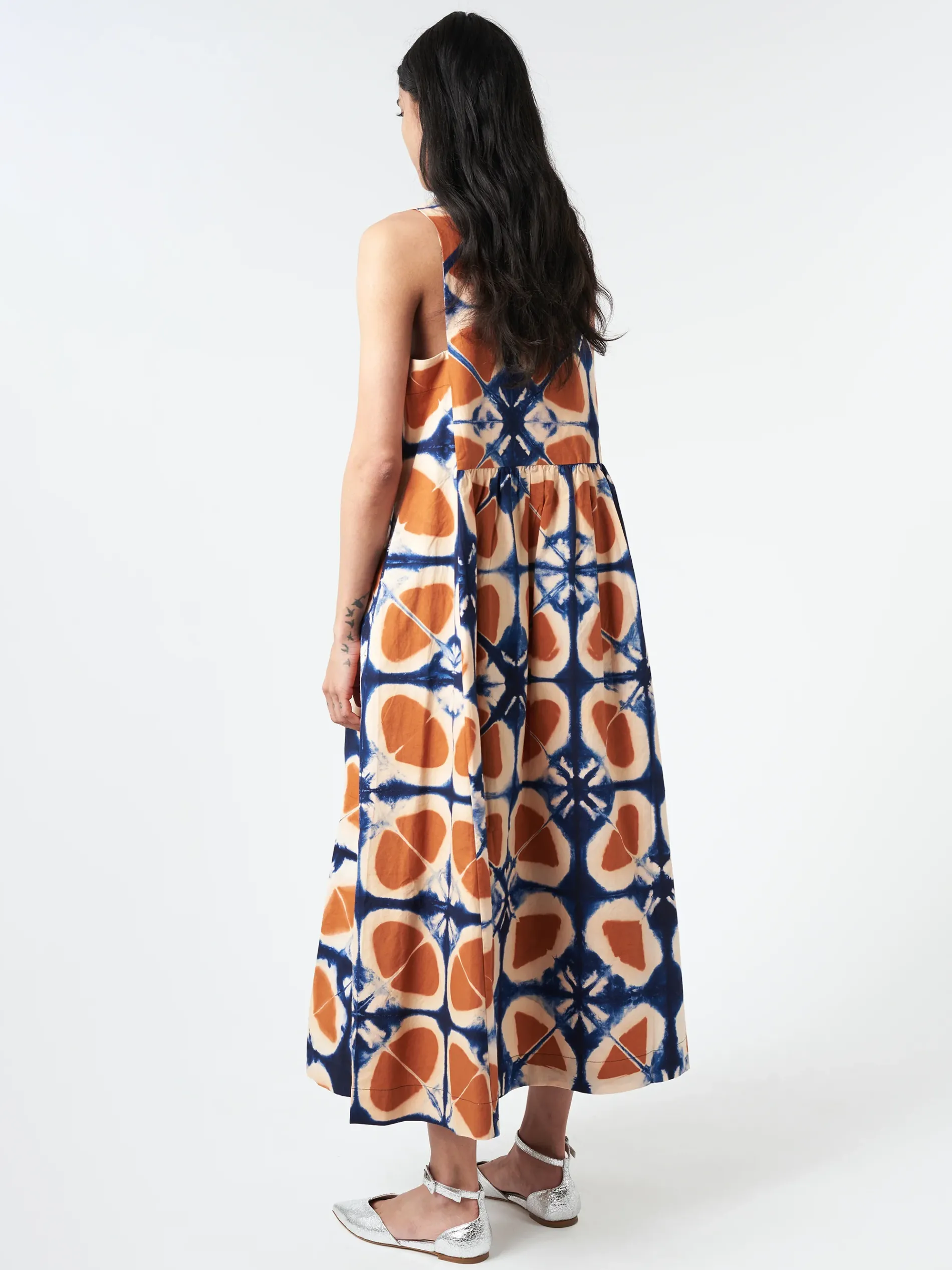 TOAST - Clamp Dyed Poplin Dress in Russet Orange