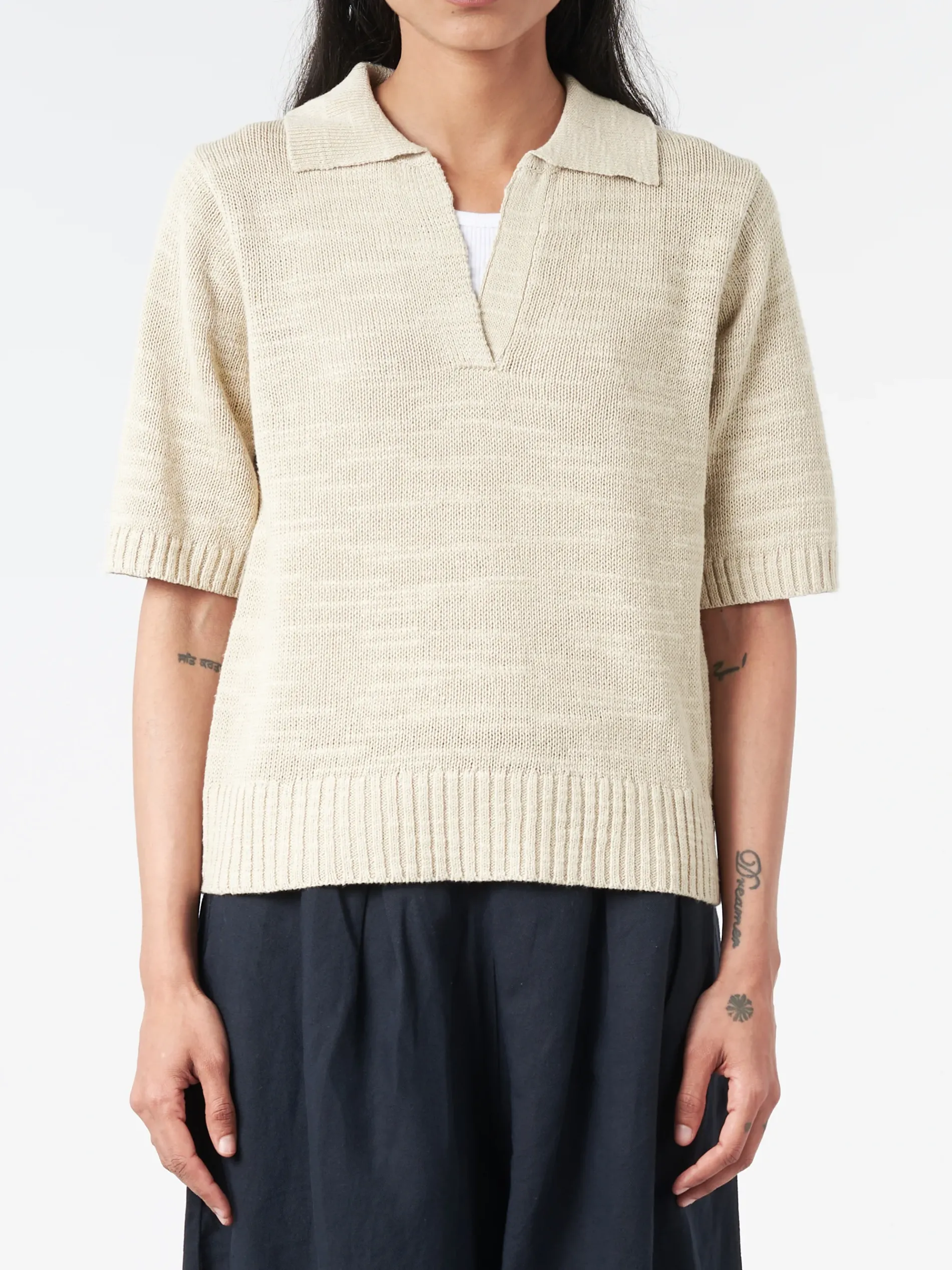 TOAST - Collared Slub Sweater in Parchment