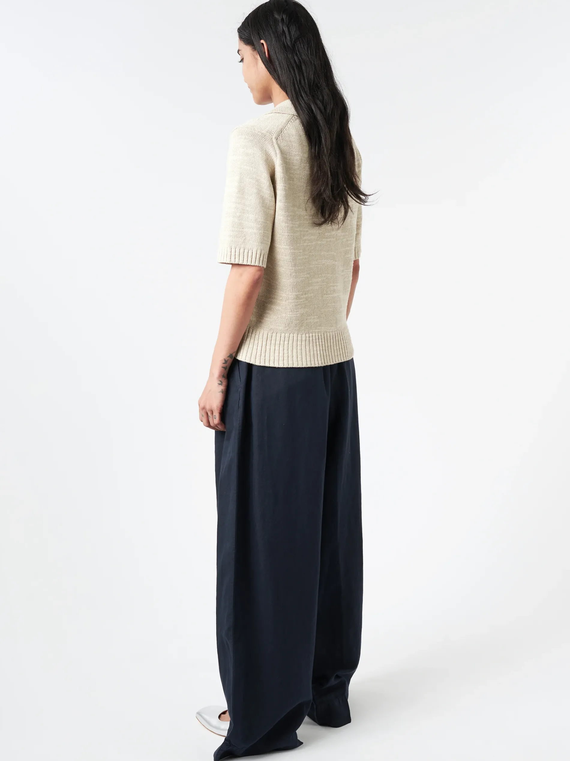 TOAST - Collared Slub Sweater in Parchment