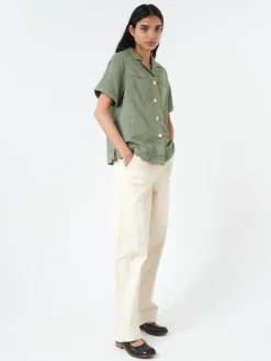 TOAST - Cotton Linen Short Sleeve Shirt in Sage