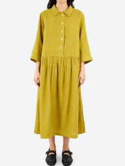 TOAST - Garment Dyed Linen Shirt Dress in Olivine