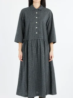 TOAST - Graph Check Shirt Dress in Slate