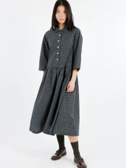 TOAST - Graph Check Shirt Dress in Slate